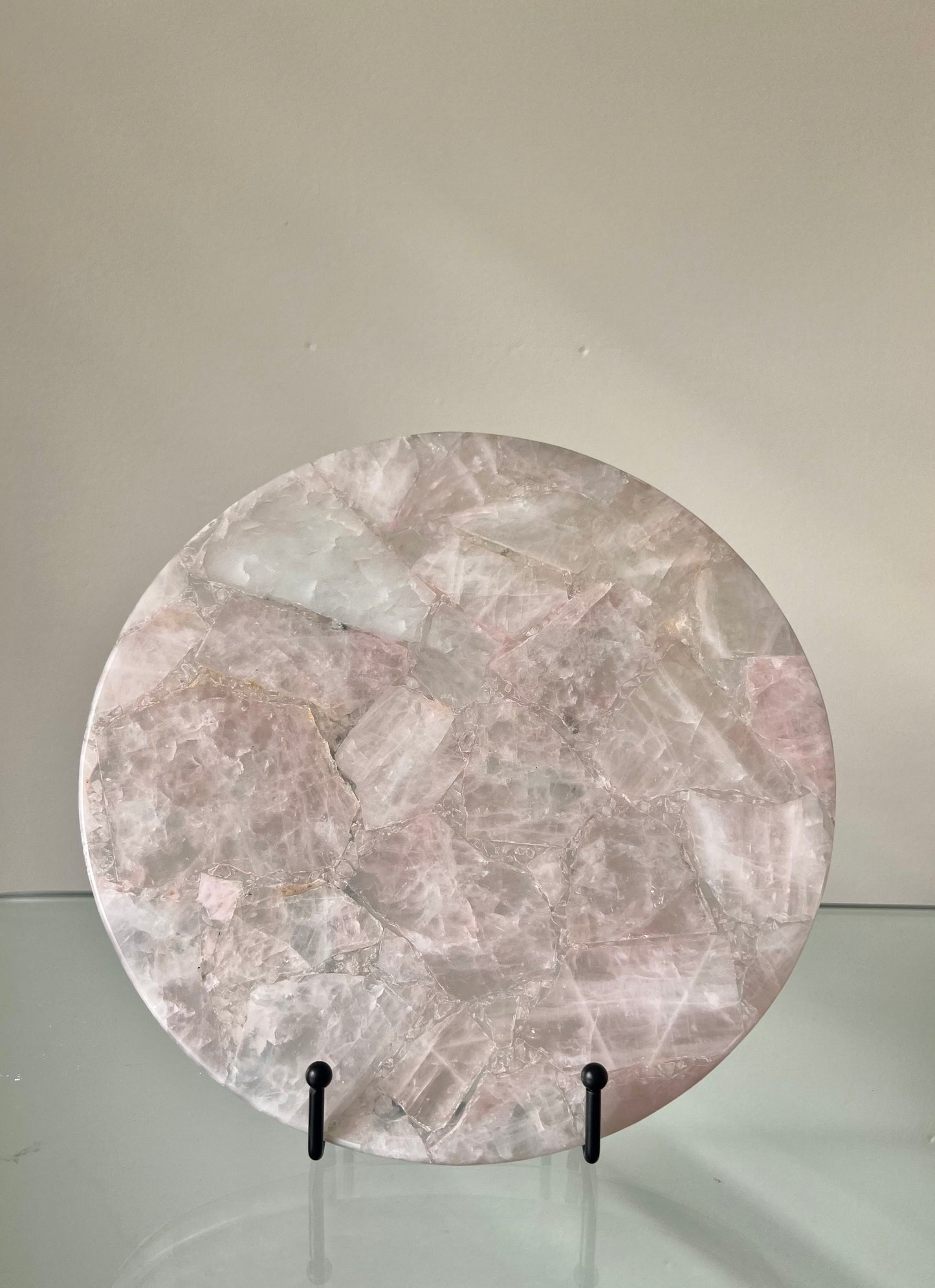 Round Crystal Platter - Rose Quartz 964g