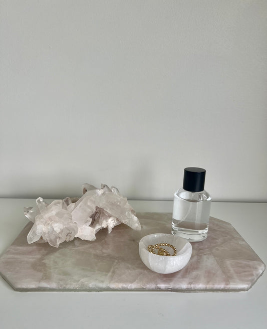 Rectangle Crystal Platter - Rose Quartz 1.71kg