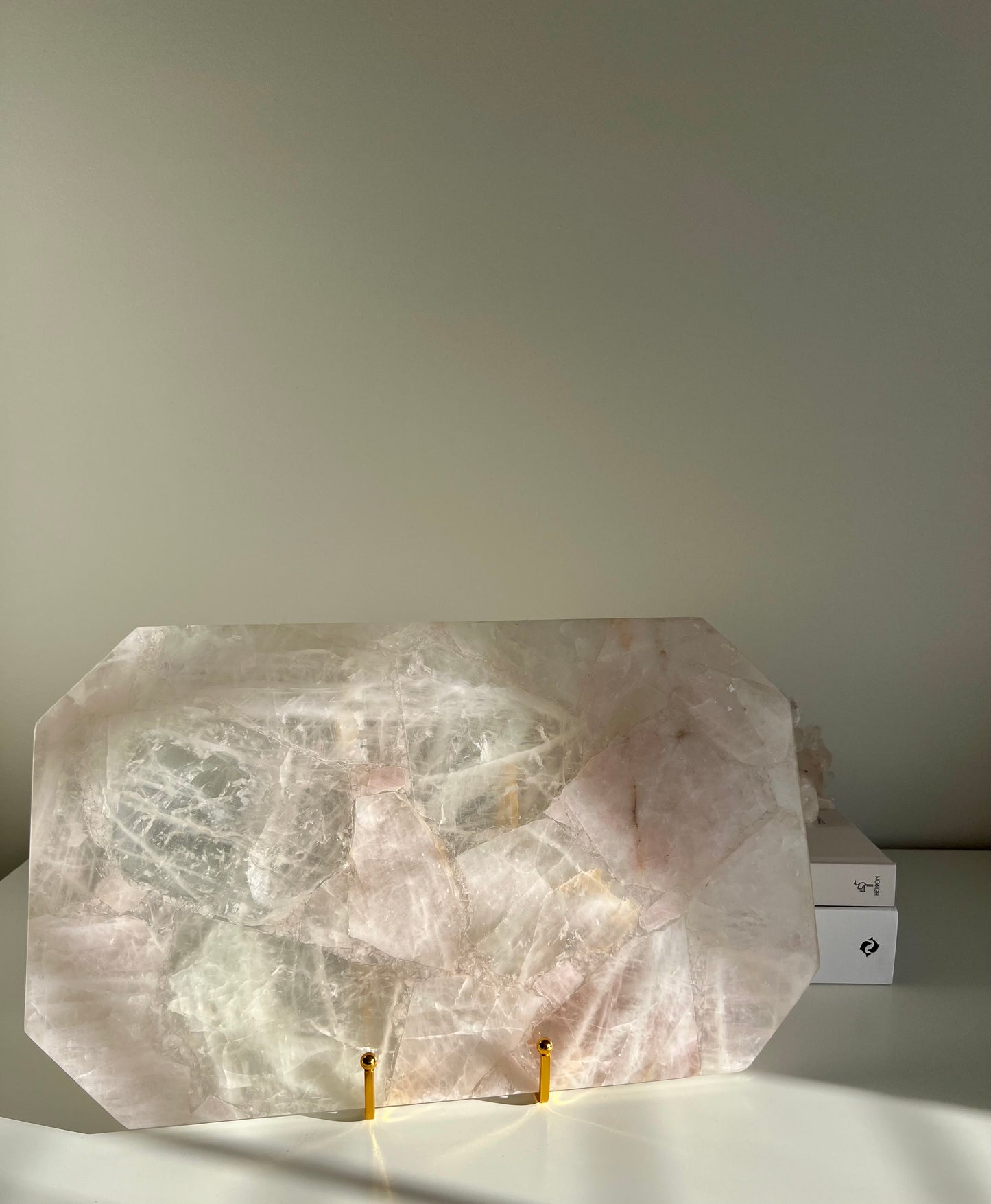 Rectangle Crystal Platter - Rose Quartz 1.71kg