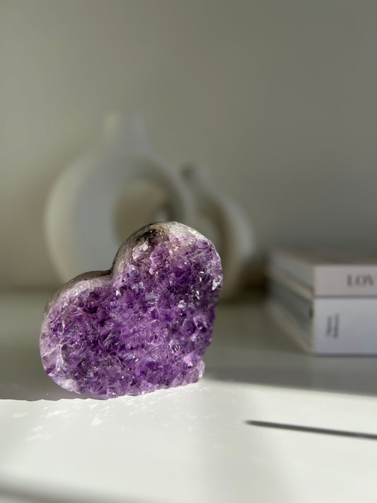 Purple Amethyst Heart on Stand - 752g