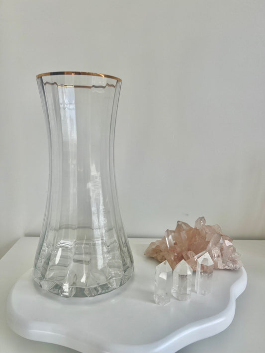 Glass Vase with Gold Trim - Large