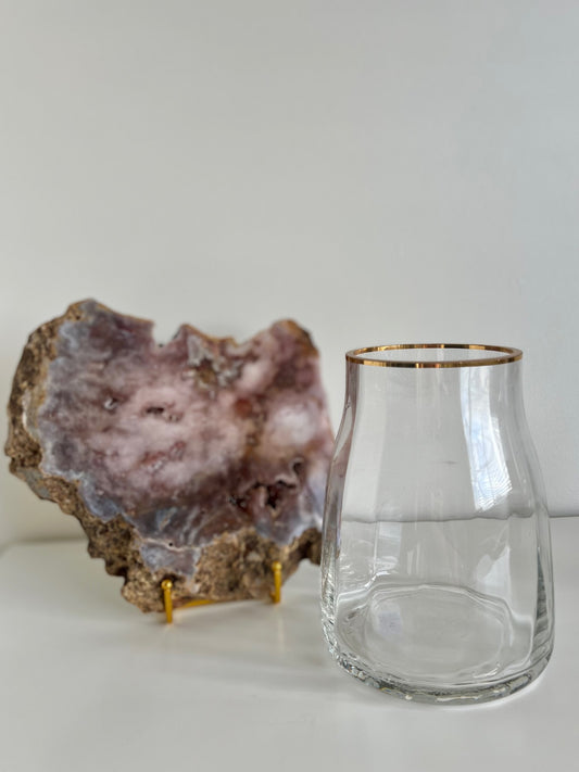 Glass Vase with Gold Trim - Small