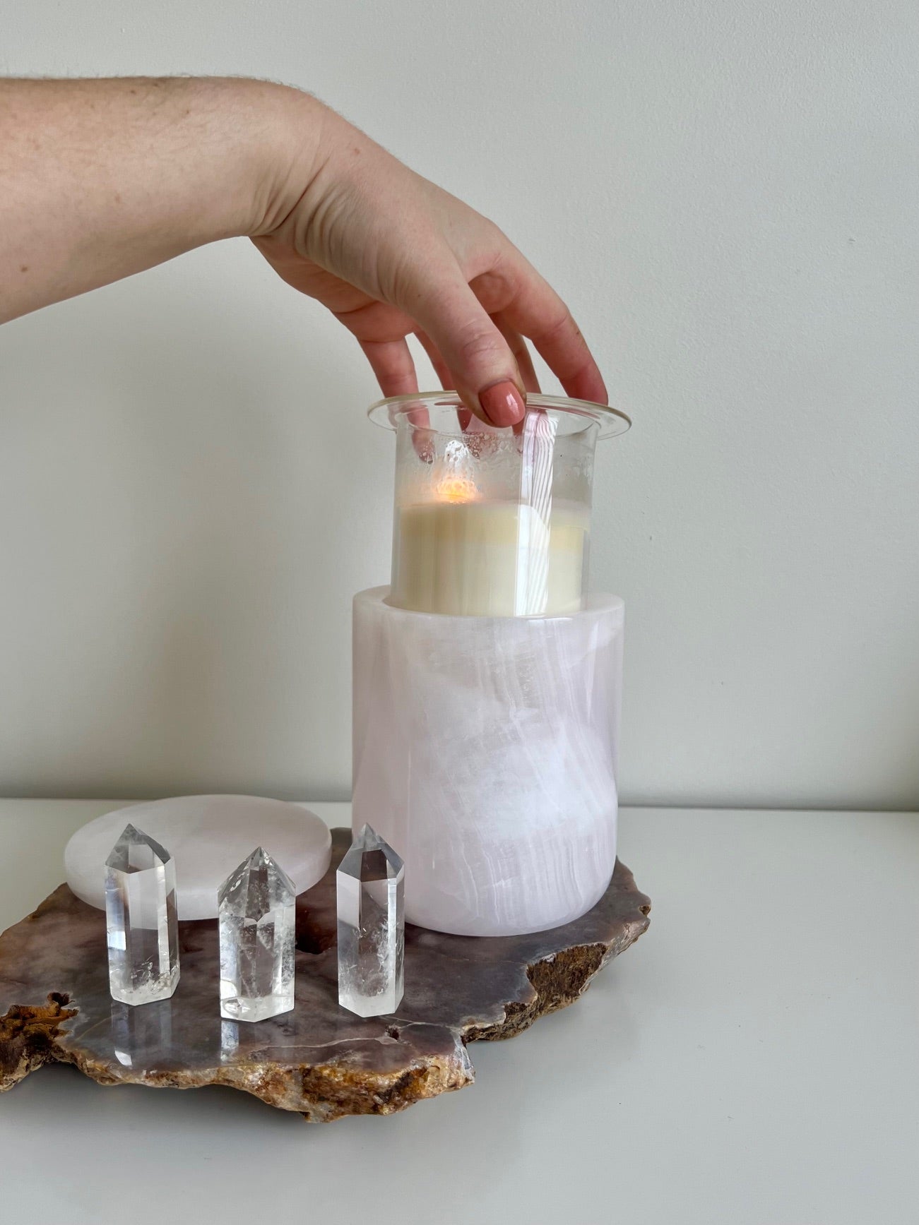 Onyx Candle Holder - Pink 1.55kg