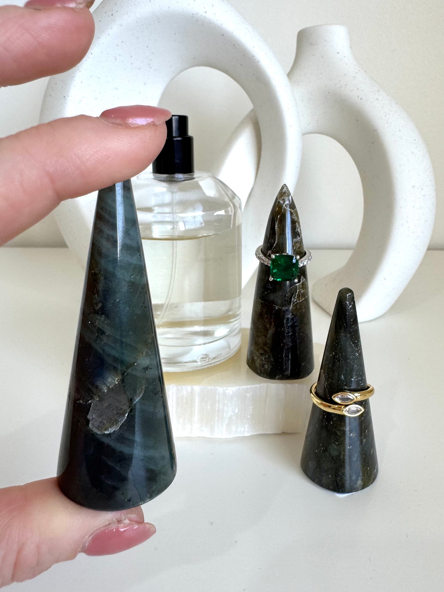Ring Holder - Labradorite Crystal