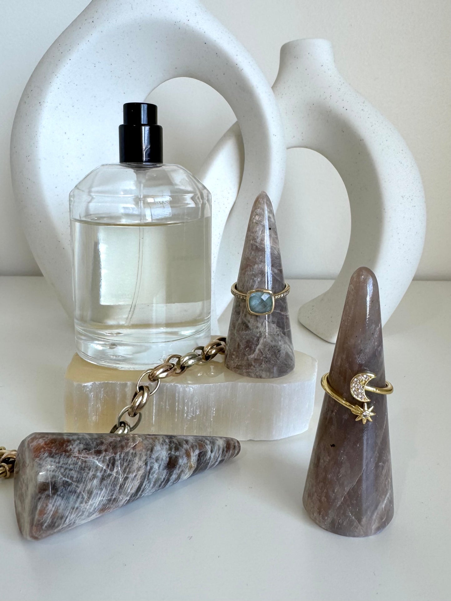 Ring Holder - Sunstone/Moonstone Crystal