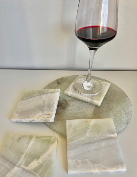 Green Banded Calcite Coasters (set of 4) - 1.04kg