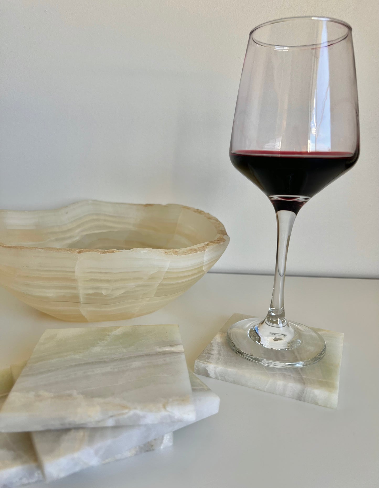 Green Banded Calcite Coasters (set of 4) - 1.04kg