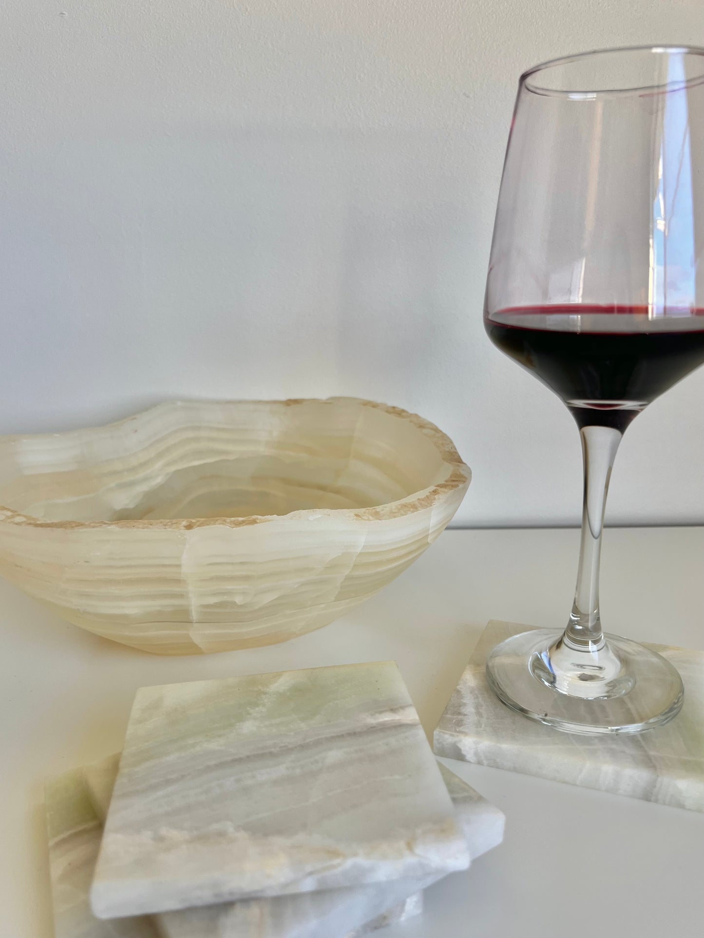 Green Banded Calcite Coasters (set of 4) - 1.04kg