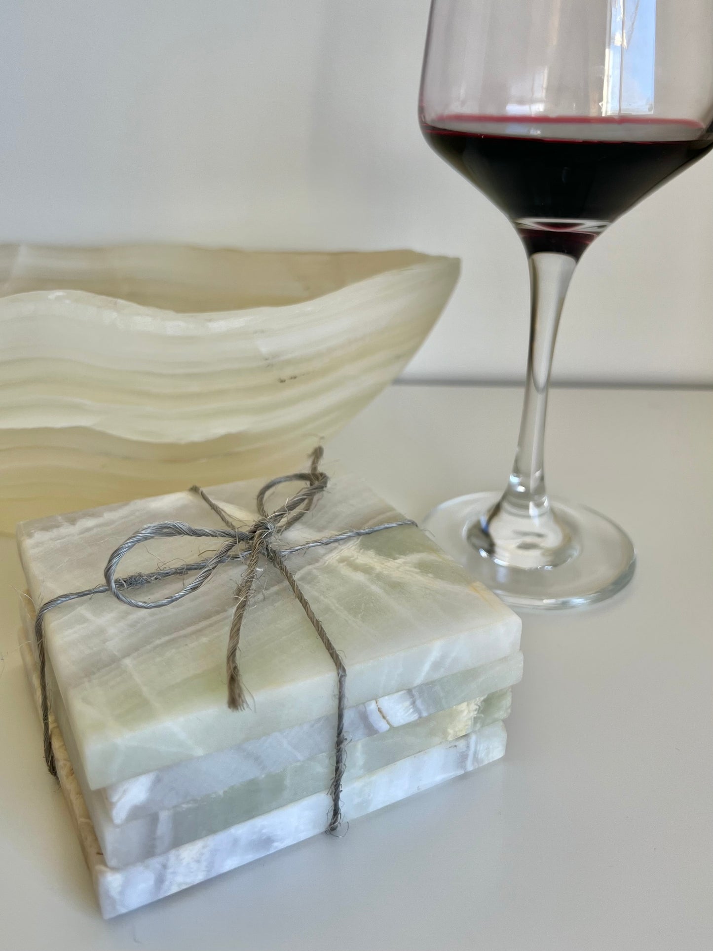 Green Banded Calcite Coasters (set of 4) - 1.04kg