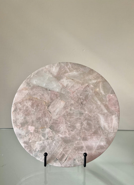 Round Crystal Platter - Rose Quartz 964g