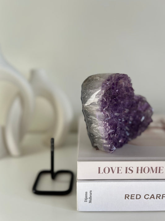 Purple Amethyst Heart on Stand - 752g