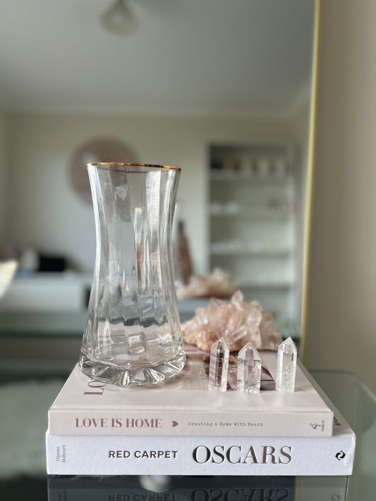 Glass Vase with Gold Trim - Medium