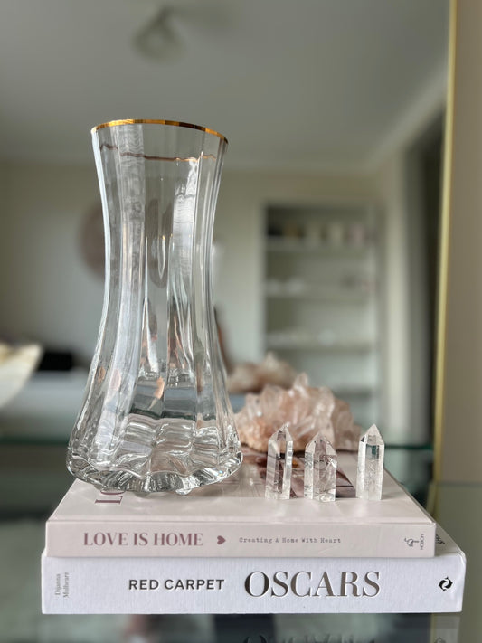 Glass Vase with Gold Trim - Large