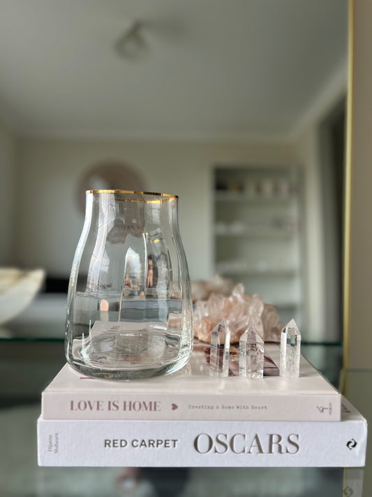 Glass Vase with Gold Trim - Small