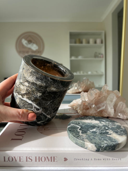 Onyx Candle Holder - Black Marble 1.55kg