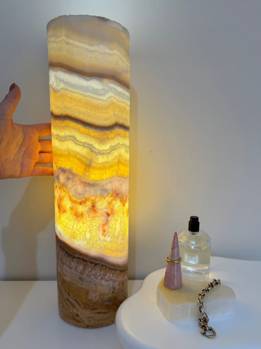Calcite Lamp - Sunset, round