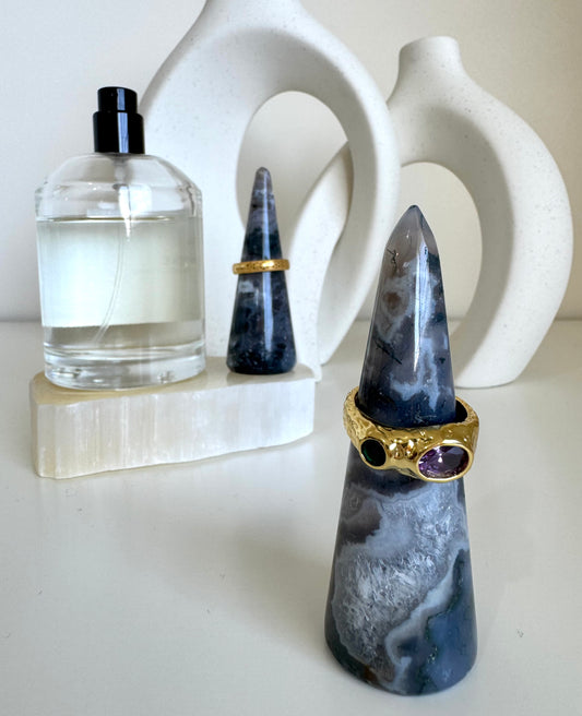 Ring Holder - Moss agate crystal