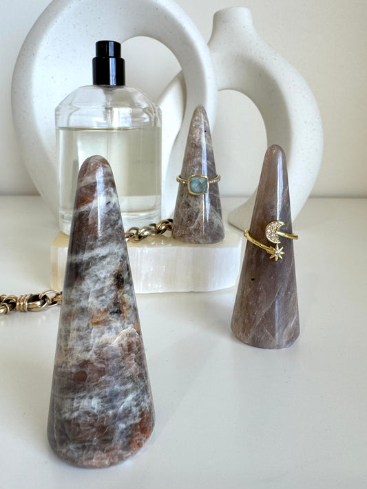 Ring Holder - Sunstone/Moonstone Crystal