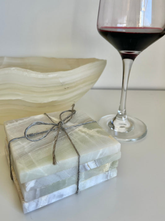 Green Banded Calcite Coasters (set of 4) - 1.04kg